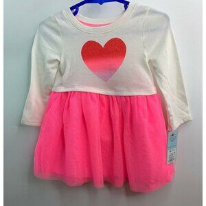 Cat & Jack 12M  Toddler Heart Tulle Dress & Bloomer Set Cream Pink NEW